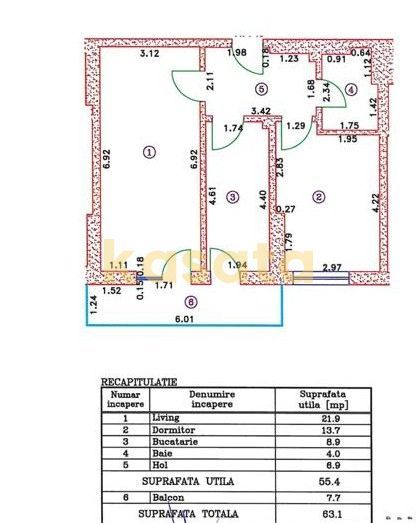 2 Camere 🏢 | Novum Lacul Morii 📍 | Etaj intermediar ⬆️ - Schiță 12