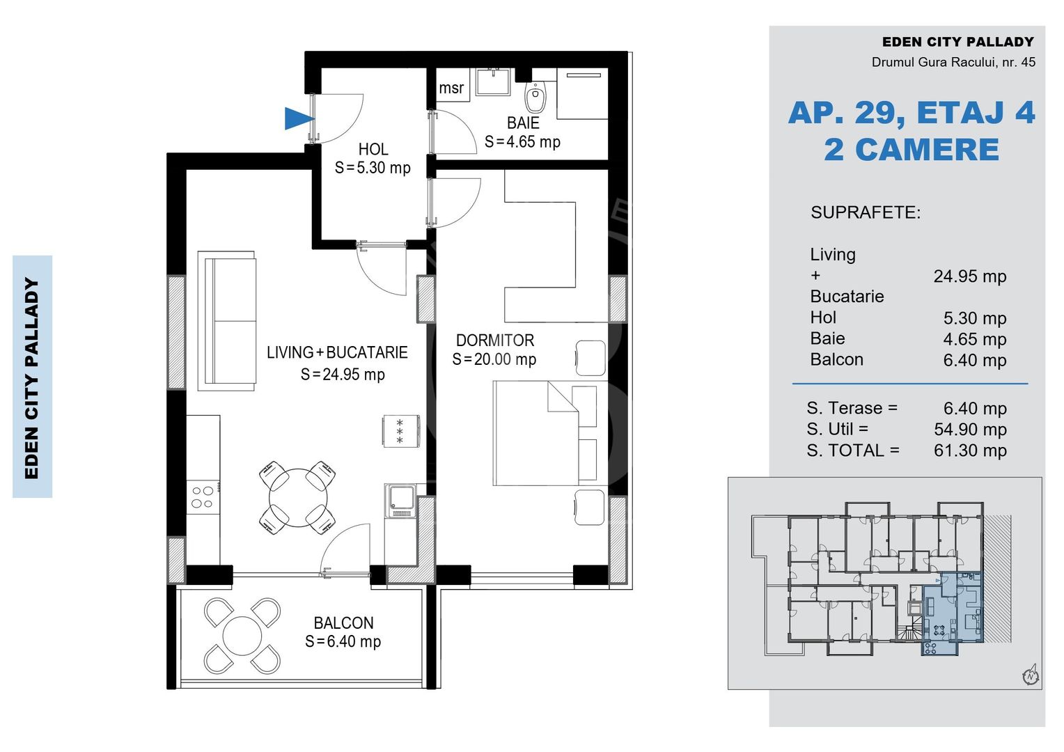 Apartament 2 camere Theodor Pallady Metrou Nicolae Teclu - Schiță 1