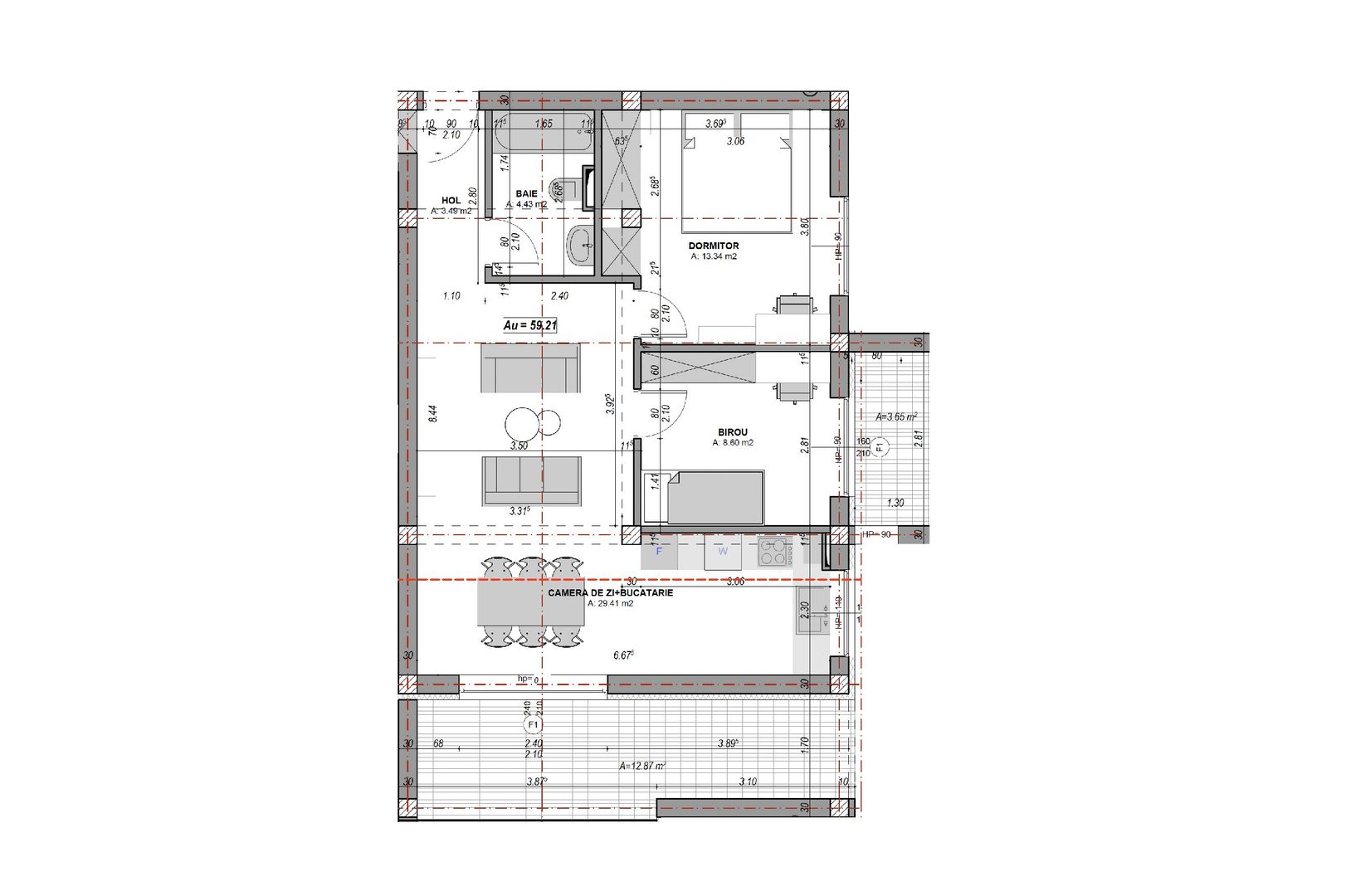 Apartament 3 camere, finisat la cheie, terasă 16.52, aer conditionat - Poză 7