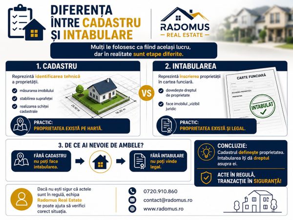 Diferența între cadastru și intabulare