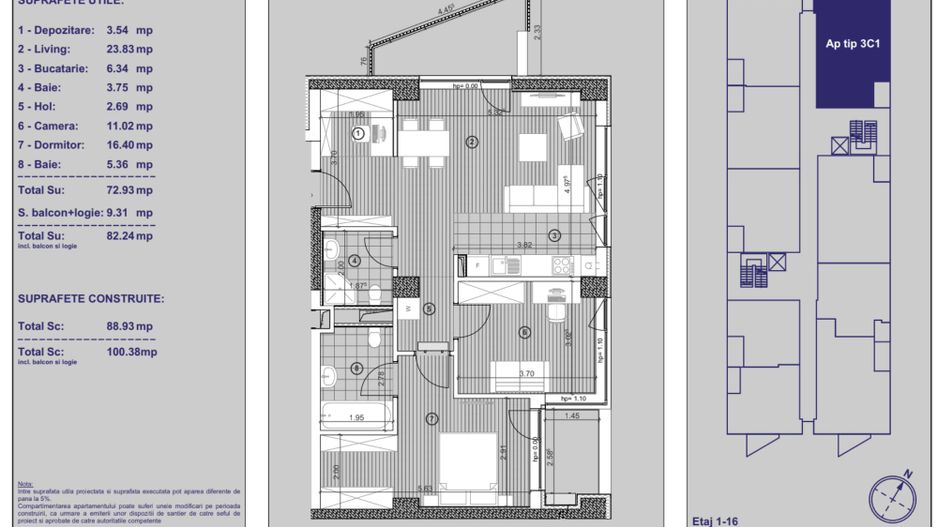 Apartament NOU, cu 3 camere în Timișoara,  parcare subterană inclusă - Poză 2