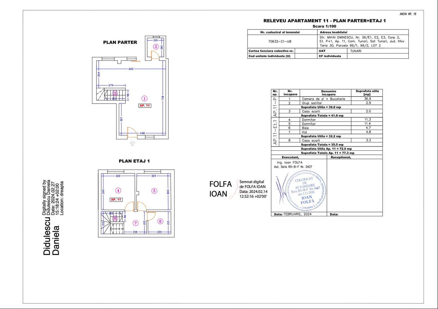 Apartament 11 – 3 camere – 77.3 mp – Parter + Etaj 1 - Poză 1