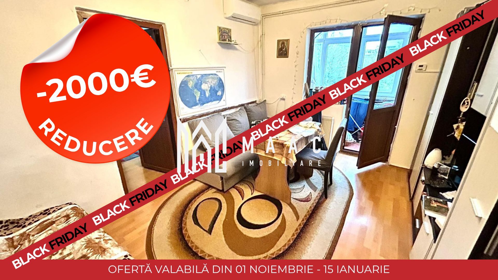 Black Friday | Apartament 2 camere | Balcon | AC NOU | Centrală nouă | Rahovei - Poză 1