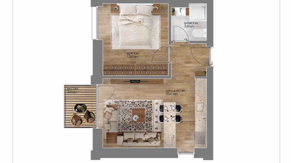 Apartament cu 2 camere in Amber Forest - Poză 12
