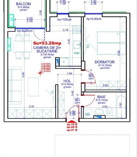 Apartament 41, Corp D – 2 camere | 53,28 mp | Etaj 3 | Jabri Nord Resi - Poză 4