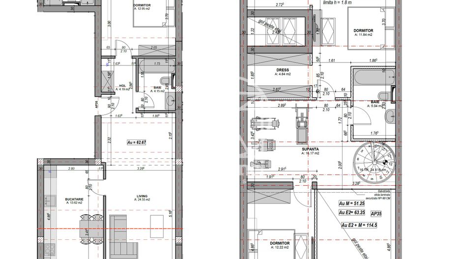Penthouse 4 camere, 3 bai, dressing, finisat la alb (NCL-COL-ap.35) - Poză 3