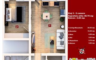 Apartament 2 camere nou nelocuit Subcetate Residence - Poză 9