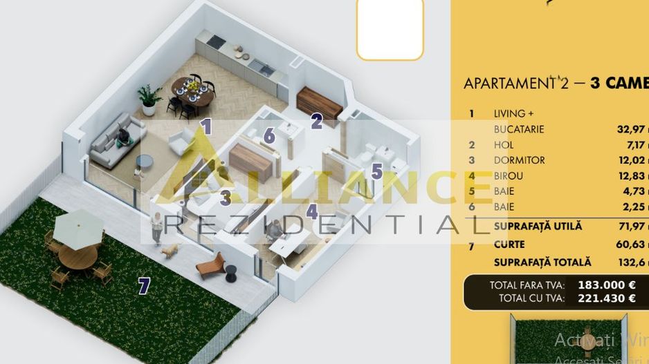 Apartament 3 camere | 13260 mp total | Pret de lansare | Comision 0% - Poză 1