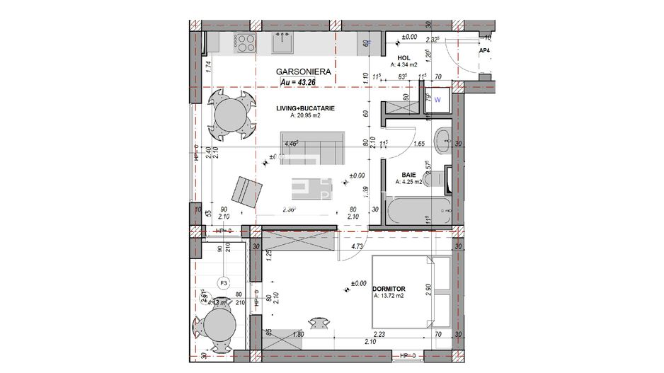 Apartament 2 camere–46 mp -priveliște superbă -DaVinci, Cristian - Schiță 7