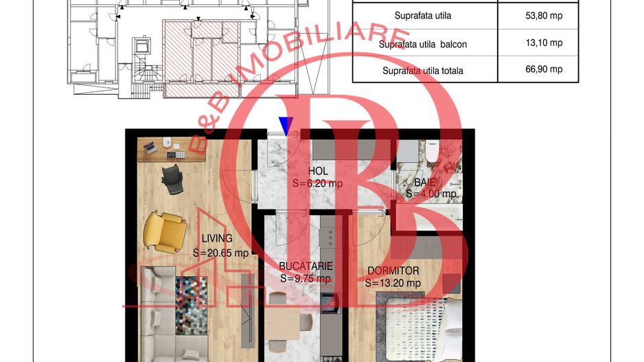 2 camere decomandat   Pallady Metrou Nicolae Teclu - Schiță 10