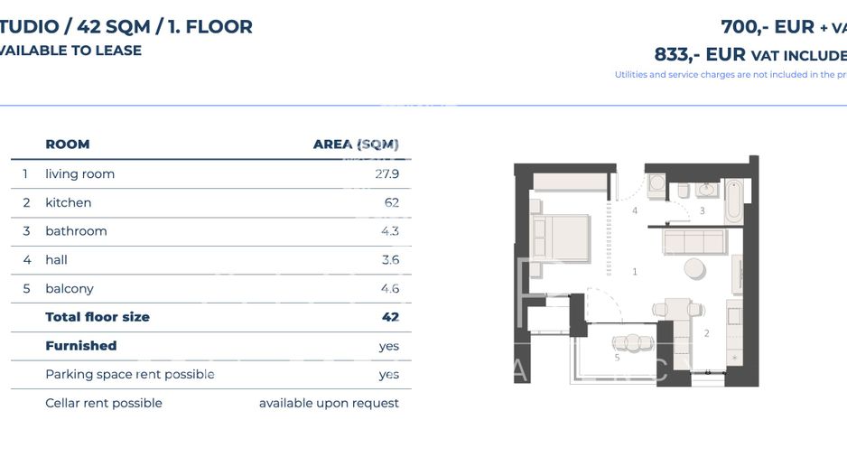 Studio premium | 42 mp + balcon |  Promenada Mall - Floreasca Nord - Poză 10