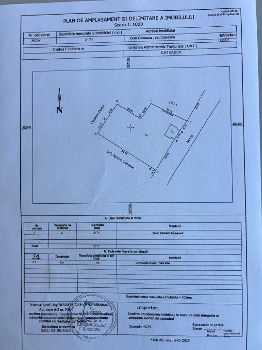Teren intravilan 2171 mp Cateasca Arges, deschidere 49 ml  - Poză 3