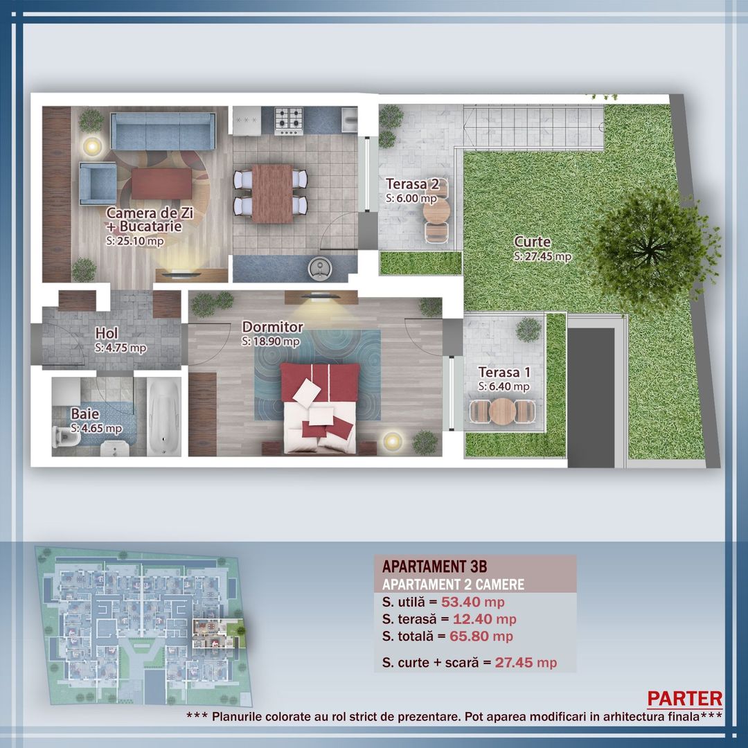 Oferta Lansare 2 camere cu gradina incalzire pardoseala - Schiță 1