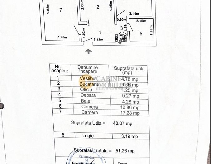 2 Camere - 50MP | Decomandat | 1979 | Reabilitat | M Gorjului la 4 min - Schiță 9