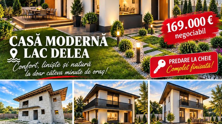VILĂ P+1E modernă, finisată ”LA CHEIE” , teren 530 mp,  VASLUI, zona LAC DELEA; - Poză 1