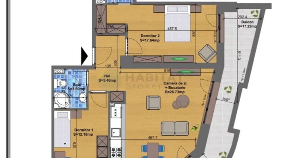 Imobil nou | Balcon 17mp | Mobilat | Parcare in subteran - Schiță 27