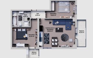 Apartament 2 camere,decomandat, Calea Surii Mici, Sibiu - Schiță 7