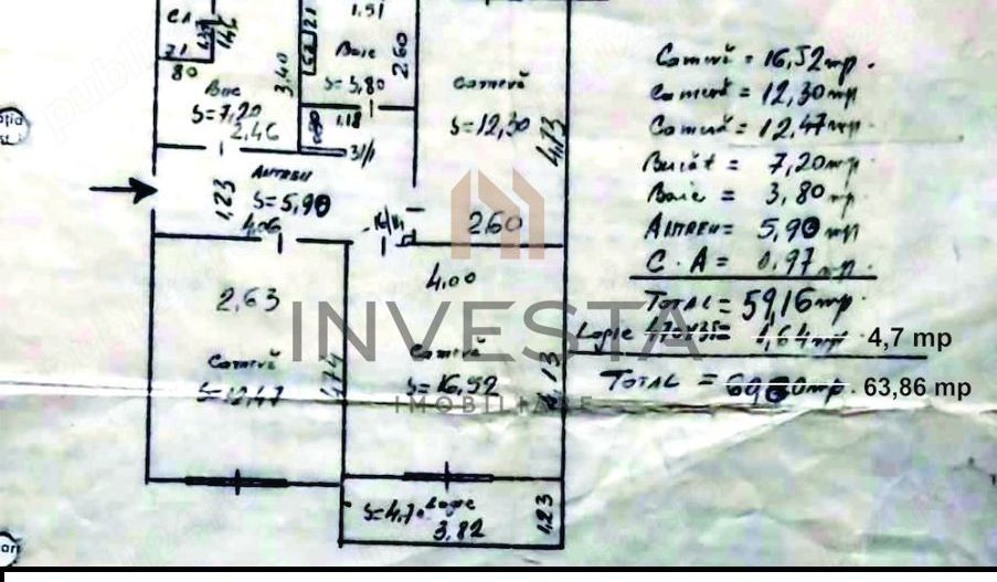 Apartament 3 camere decomandate, zona Interservisan! - Schiță 6