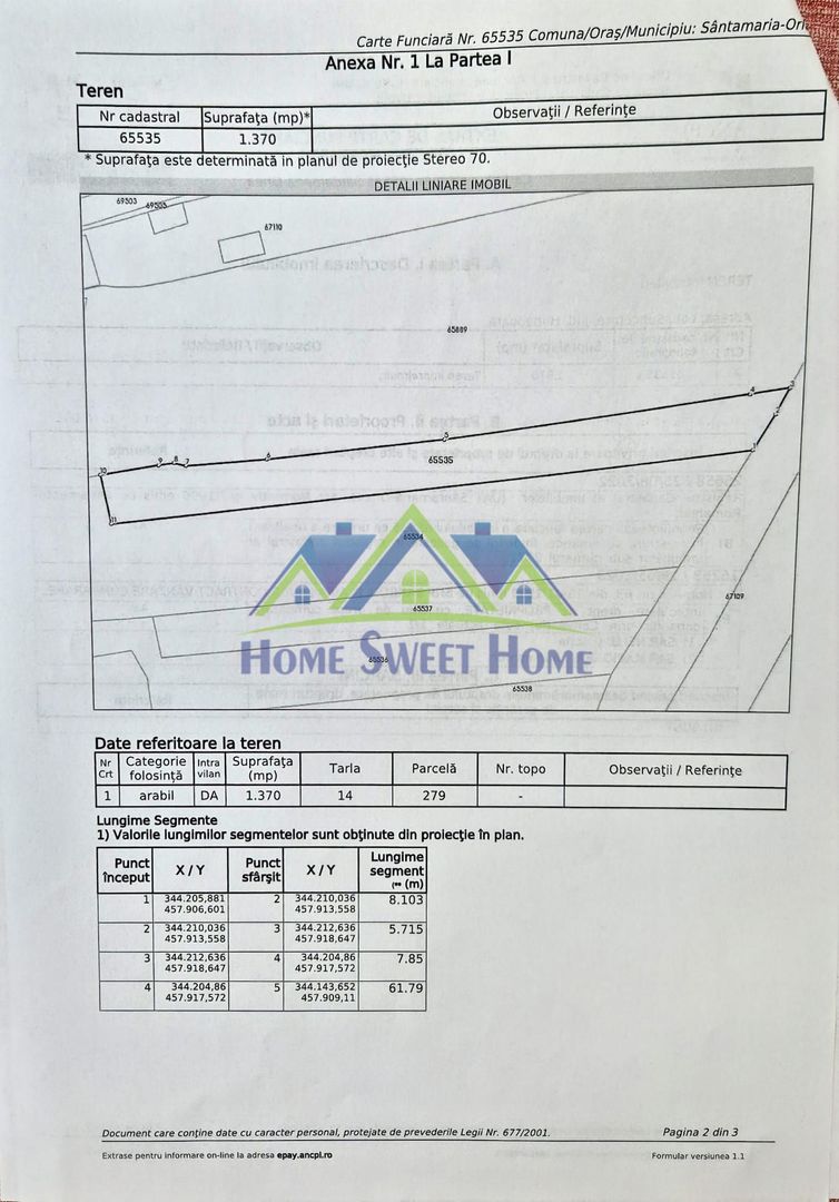 Teren intravilan 1.370 mp – Subcetate, – 10.900 euro neg., - Poză 2