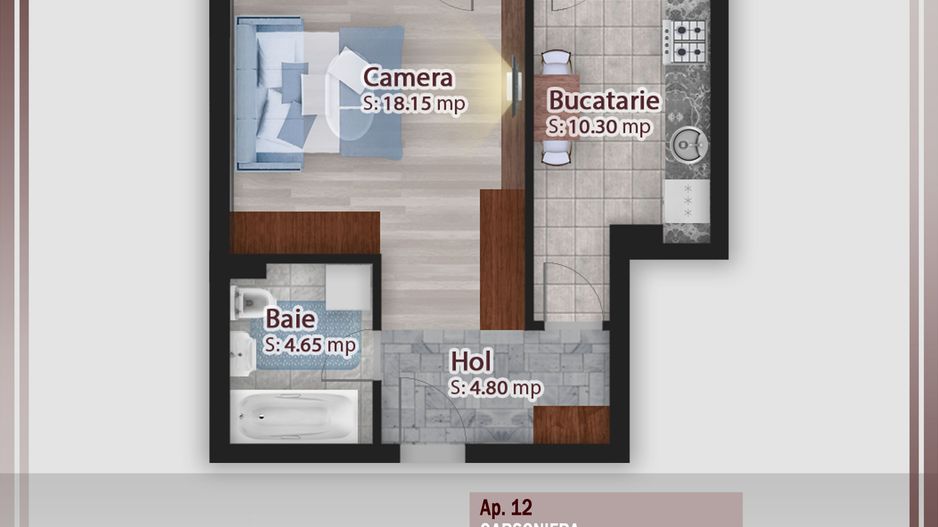 Garsoniera spatioasa -oferta lansare proiect Pallady - Schiță 6