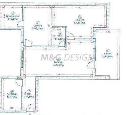 Apartament 3 camere Buziasului - SAD - Schiță 7