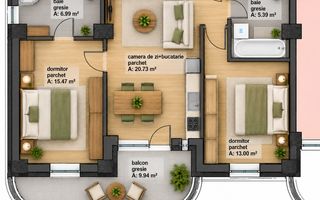 Apartament 3 camere | 85 mp | Revolution Prestige | Comision 0% - Poză 1
