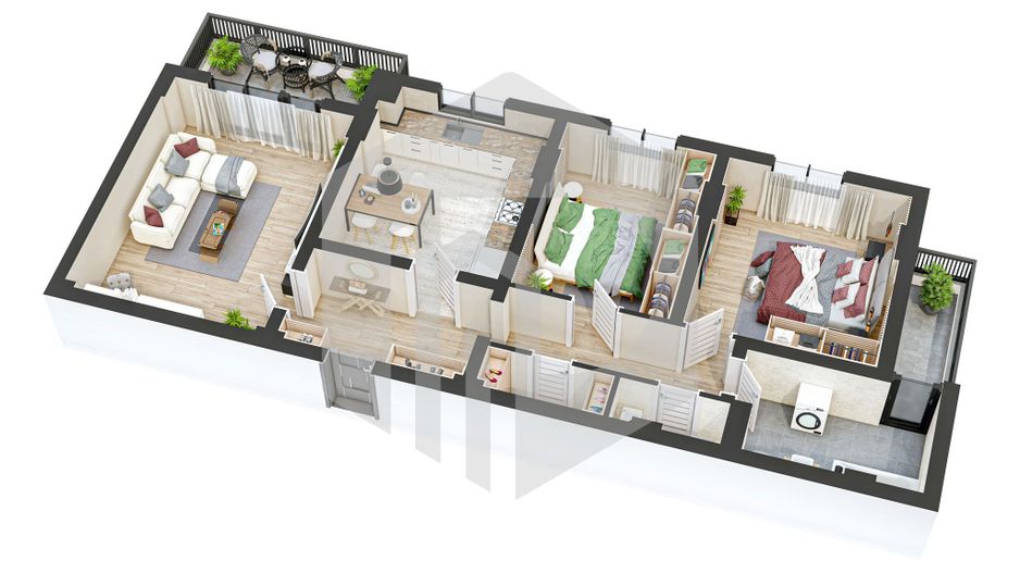 Aleea Streiu | Apartament 3 camere 2 bai Bucatarie Separata | Hipodrom - Poză 3
