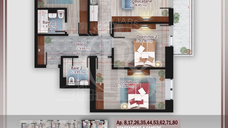Apartament 4 camere compact  Titan Pallady Metrou Nicolae Teclu - Schiță 2