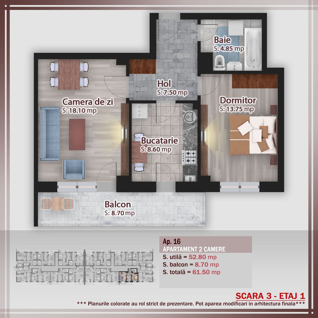 2 camere parcare bonus -oferta lansare proiect nou Pallady - Schiță 5