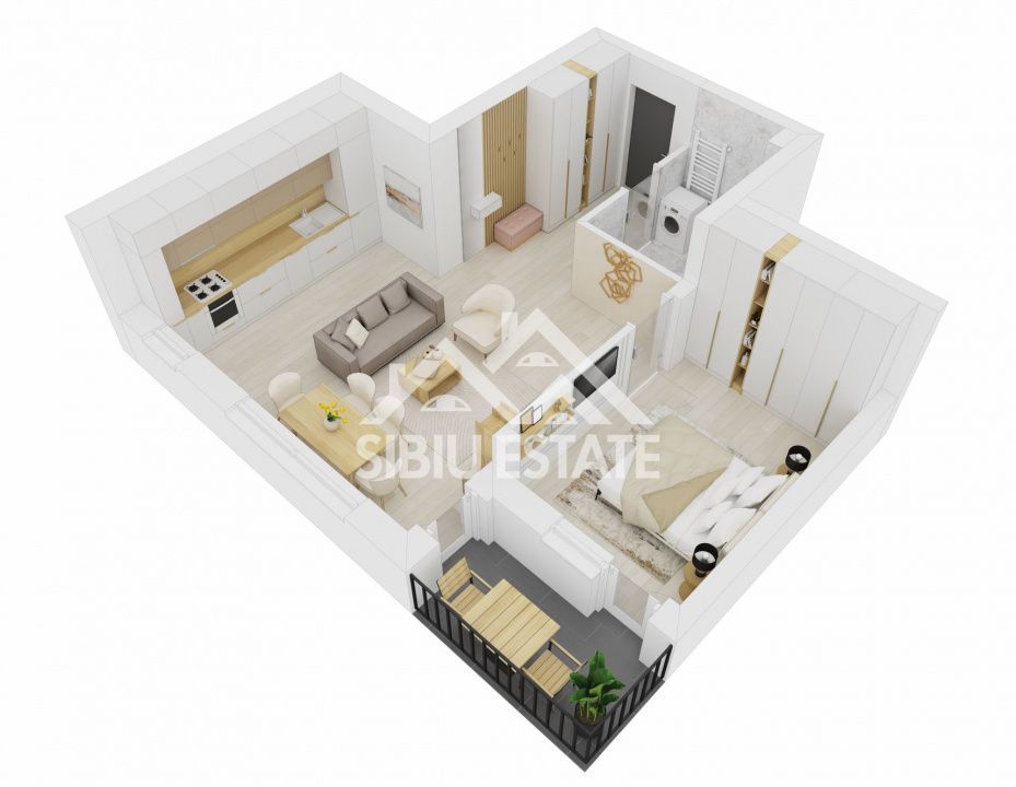 Apartament 2 camere de vânzare, Doamna Stanca, Sibiu, Parcare inclus - Poză 2