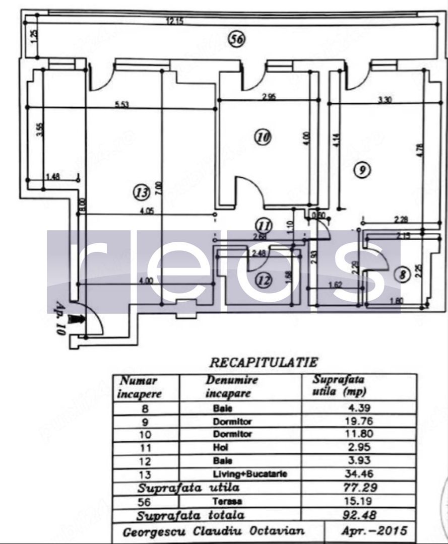 VANZARE 3 CAMERE 80 MP | STRAULESTI | MOBILAT-UTILAT | PARCARE-TERASA - Schiță 9