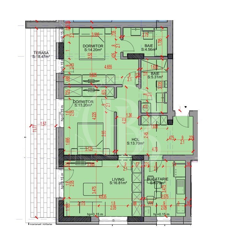 Apartament 3 camere Promo Loc Parcare Theodor Pallady - Schiță 2