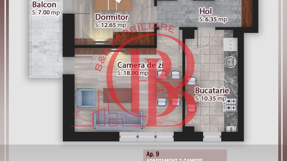 2 camere decomandat parcare bonus-oferta lansare proiect Pallady - Schiță 1