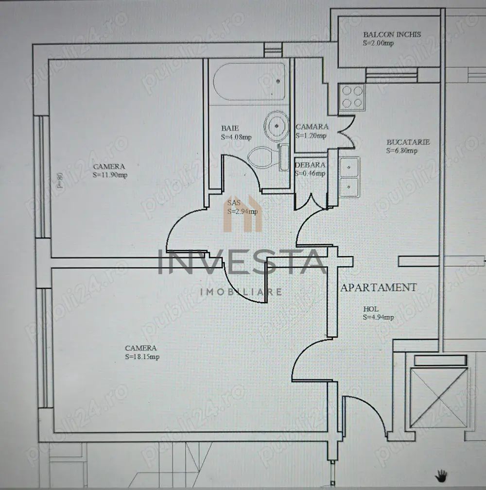 Oprtunitate de investitie 2 camere decomandate zona strazii Donath! - Schiță 8
