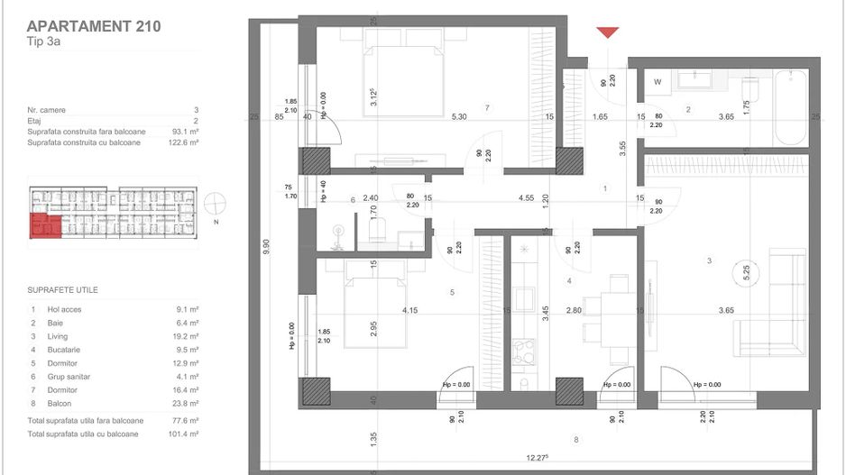Apartament 3 camere - Poză 3