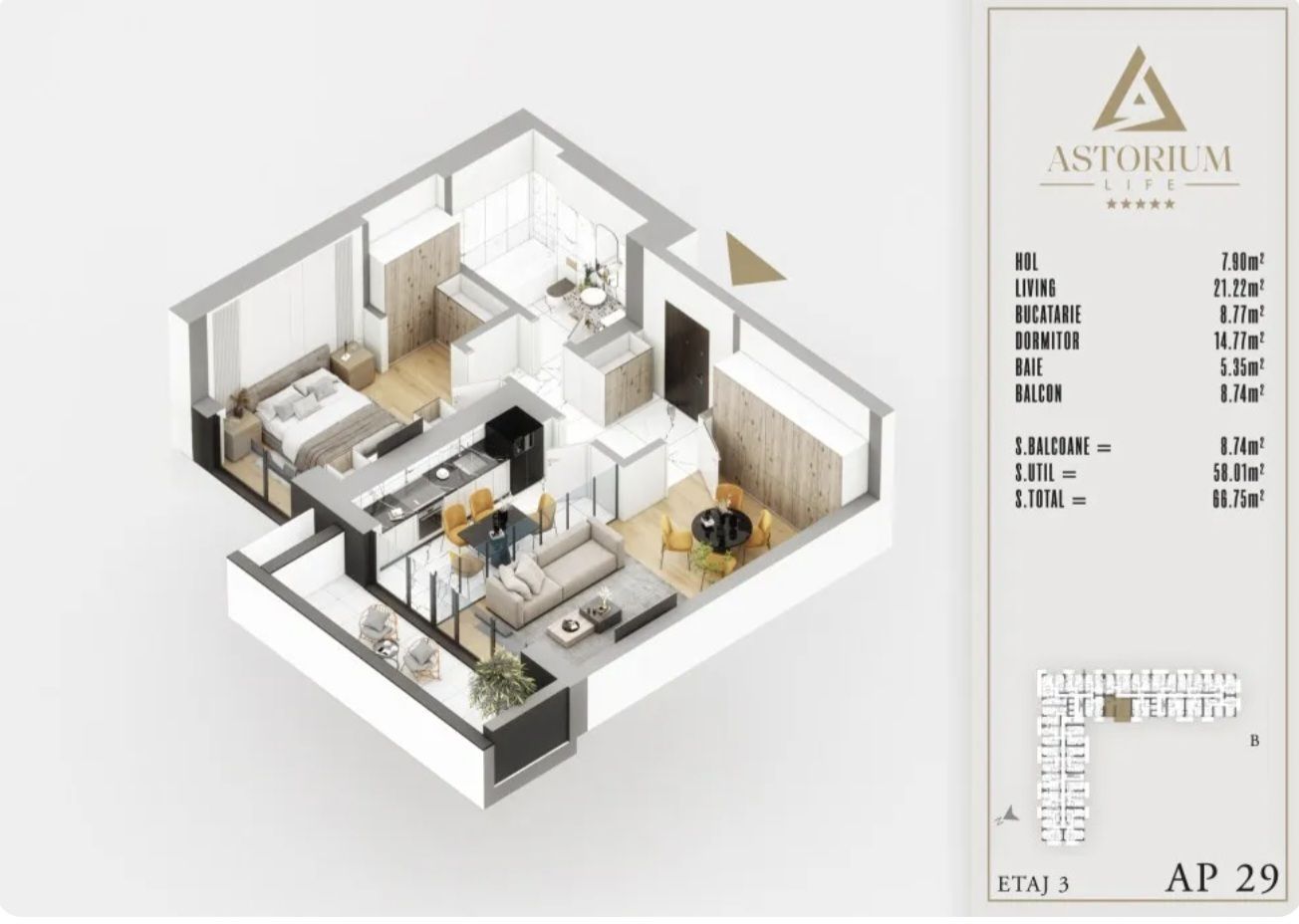 AP. 2CAM. SPATIOS IN PROIECTUL ASTORIUM LIFE / MUTARE IMEDIATA! - Poză 5