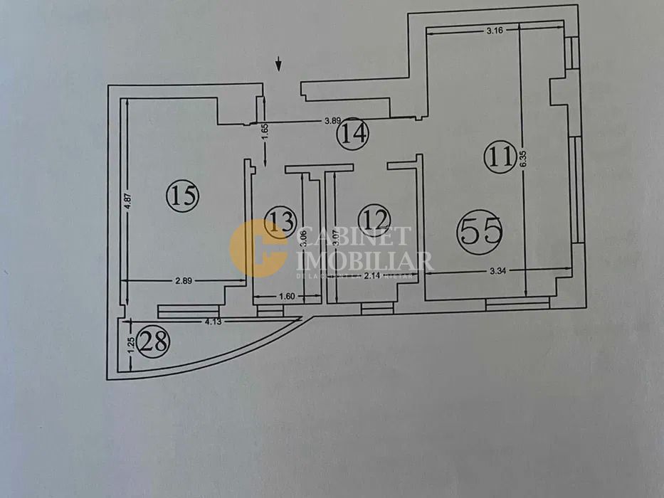 Cug 2 Camere Etaj 11 Apartament cu 2 Camere Decomandat 56mp - Poză 3