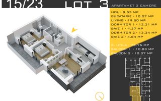 3 camere decomandat Titan Pallady  Metrou Nicolae Teclu - Schiță 12