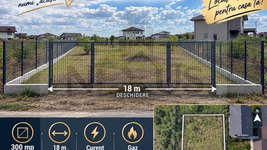 🏡 Teren intravilan | 300 mp|  Comuna Berceni - Poză 1