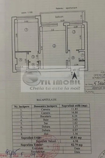 Tatarasi ! Apartament cu 2 camere - 53 mp - 76000 euro ! - Schiță 6