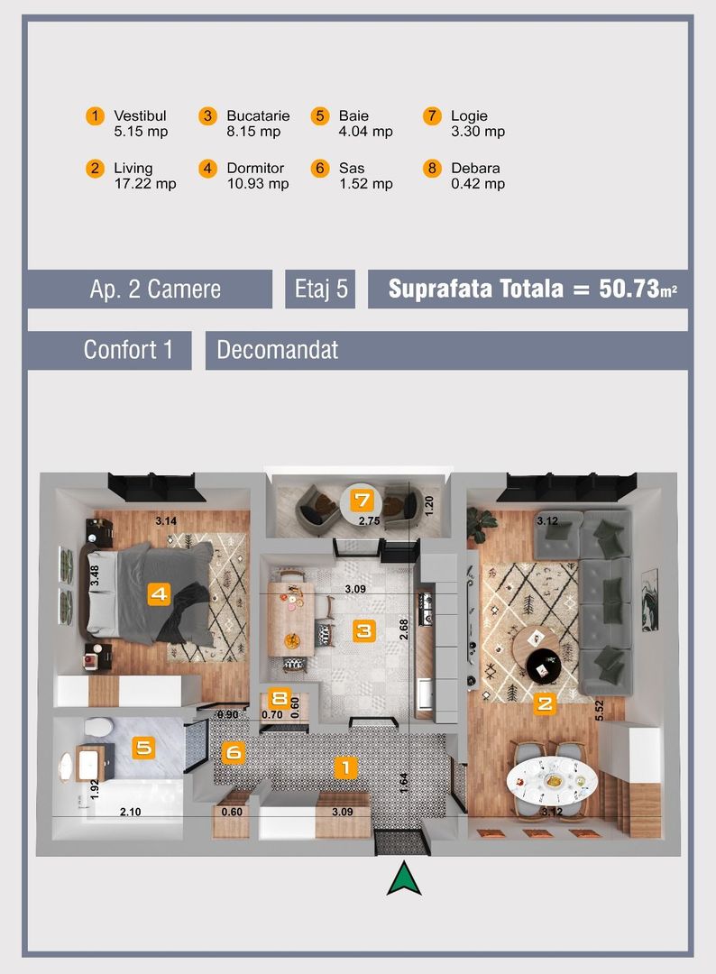 Apartament 2 camere de vanzare - Berceni, Piata Sudului - Poză 9