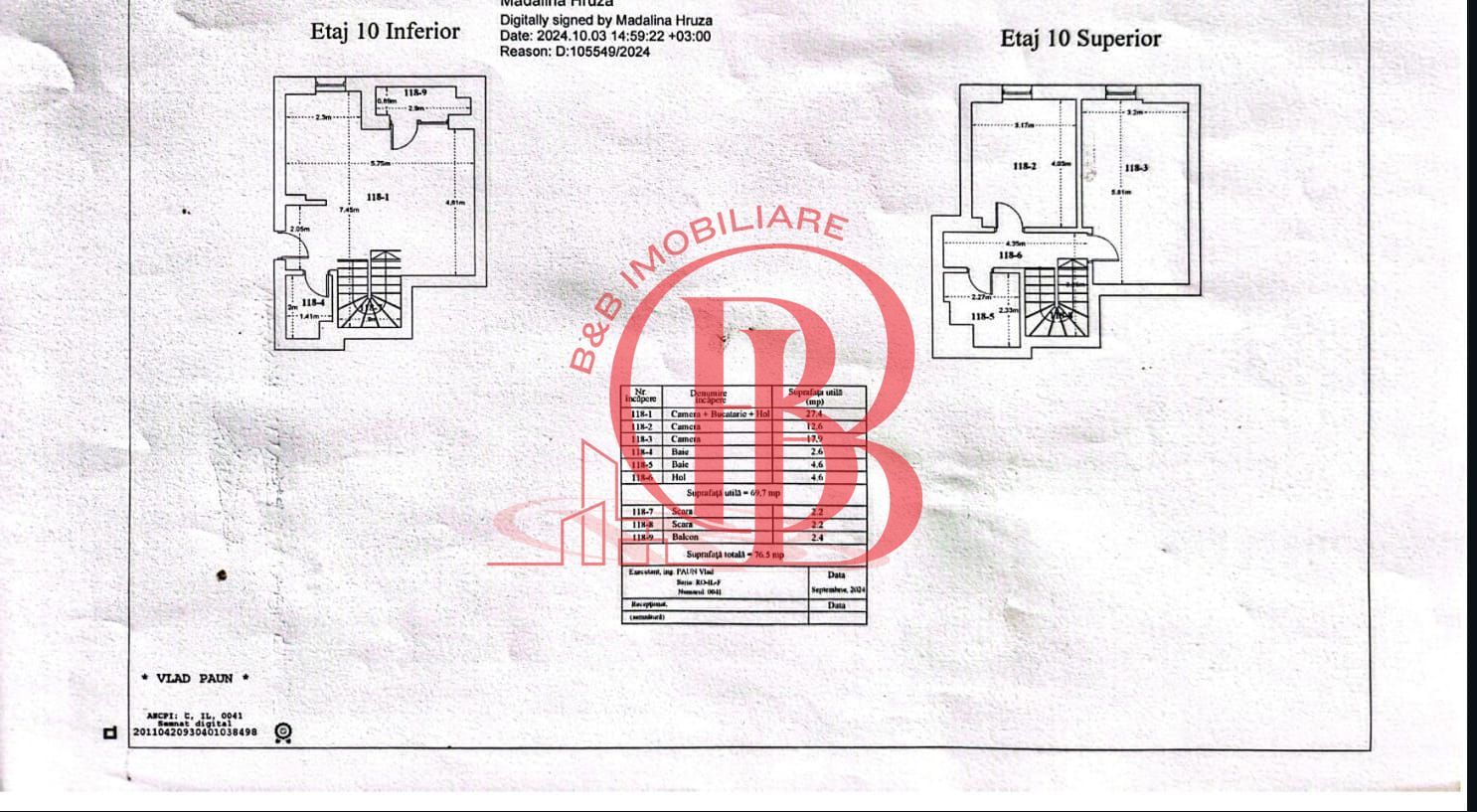 Apartament 3 camere Duplex 12 min Metrou Teclu Parcare Inclusa - Schiță 23