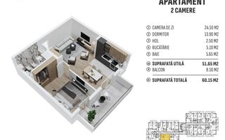 Apartament modern, 2 camere ! Comision 0! - Poză 1