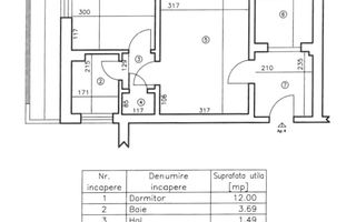 Apartament-2 Camere-Parter Inalt-60mp-2 Balcoane-Piata Valea Rosie - Schiță 9