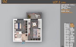 Studio 2 Camere Pallady - Metrou Nicolae Teclu | Comision 0% - Schiță 7