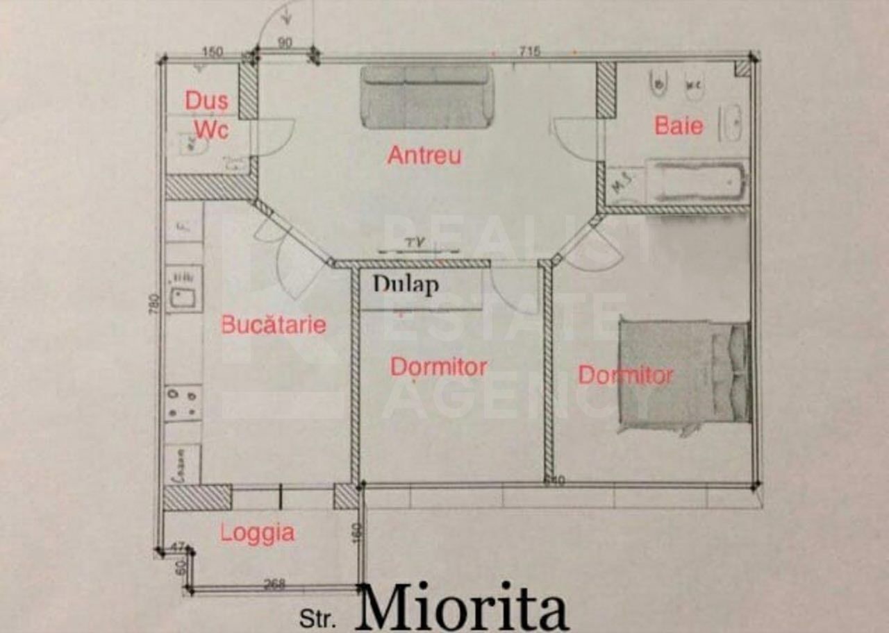 Vânzare, apartament, 2 camere, strada Mioriţa, Telecentru - Schiță 21