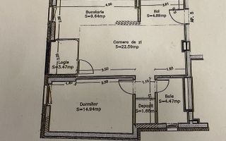 Apartament cu 2 camere in zona Ultracentrala! - Schiță 7