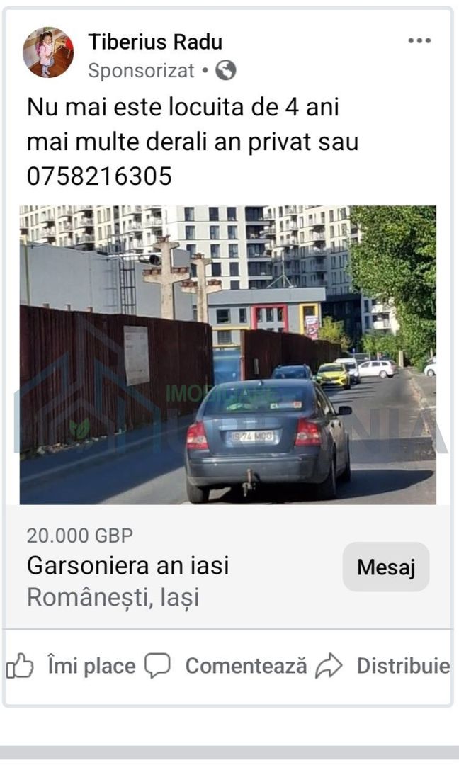 Garsonieră de vânzare în zona Bularga, Iași - Poză 1