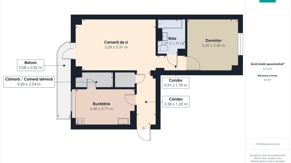 Apartament 2 camere, Prima închiriere, Zona Intim - Poză 10