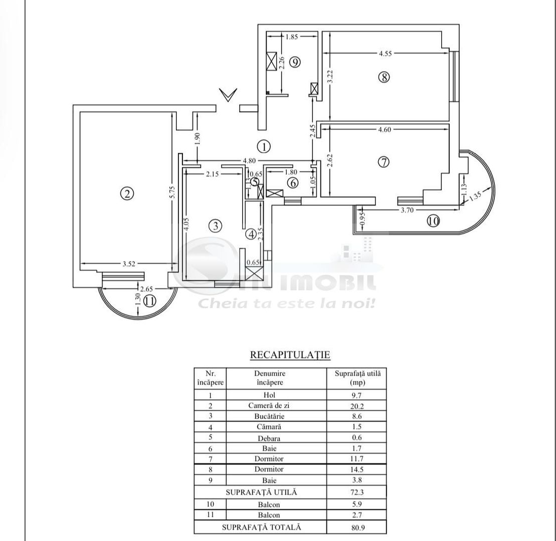Apartament 3 camere, decomandat – Pacurari ,81 mp, 145000 € - Poză 11